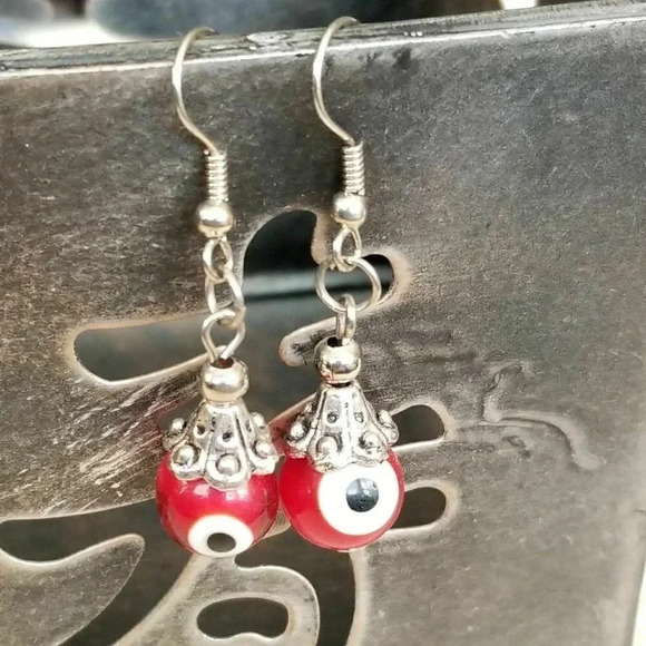 Handmade Evil Eye Red Lampwork Glass Beads Protect - Picture 1 of 5
